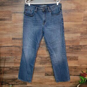 Lands End Jeans 34x32 Measures 34x31 Straight Fit Medium Light Wash Cotton Denim